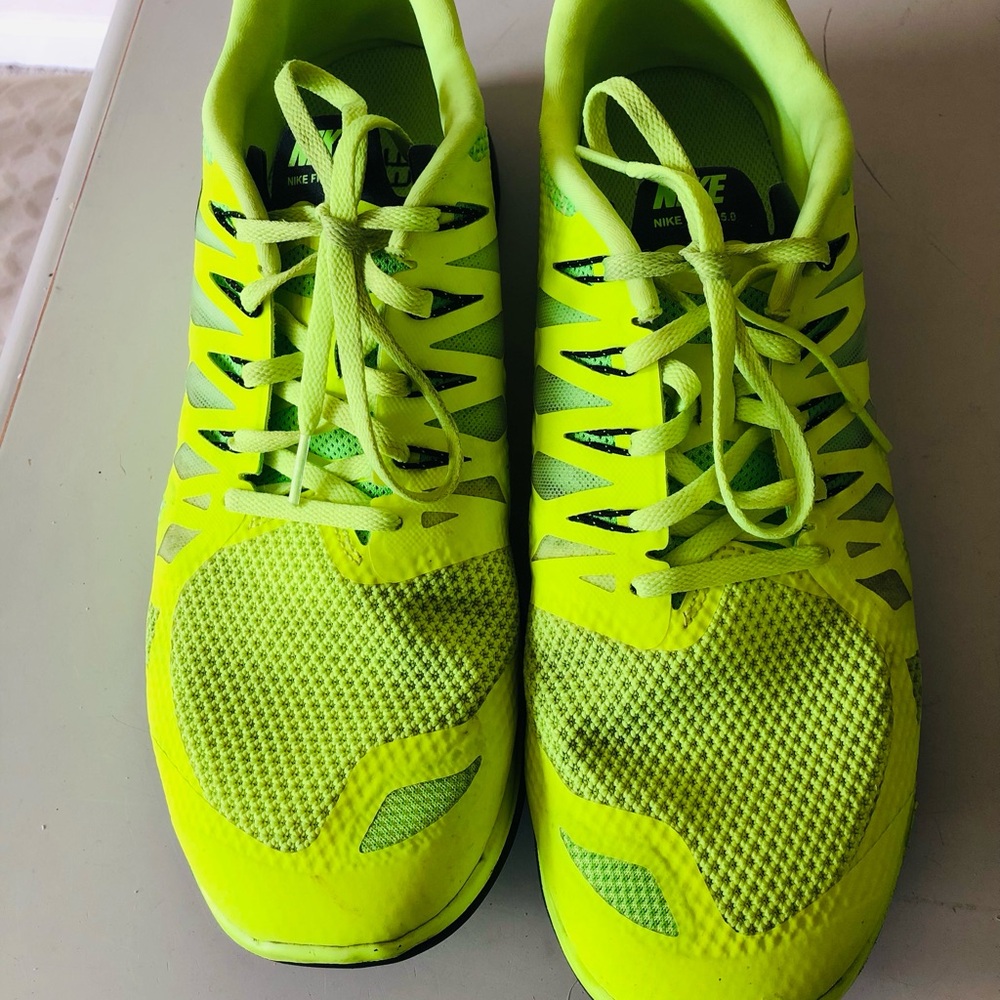 Size 13 Nike Free 5.0 Neon Volt Green Y2K Cyberpunk Gymcore Hi-Vis Running Shoes